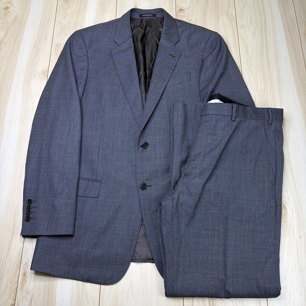 Emperio Armani G-Line Birdseye Mini-Check Super 130s Suit Mens 42R Slim 38x32